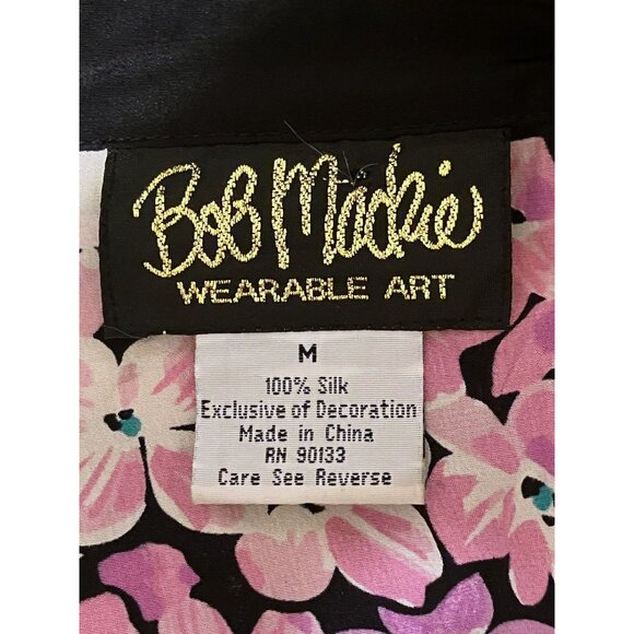 Bob Mackie Silk Blouse M Oversize Hydrangeas Fairy Wearable Art 100% Silk - Picture 4 of 7